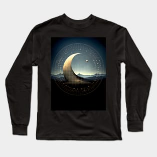 Moon Geometry 2: Moon Landscape on a Dark Background Long Sleeve T-Shirt